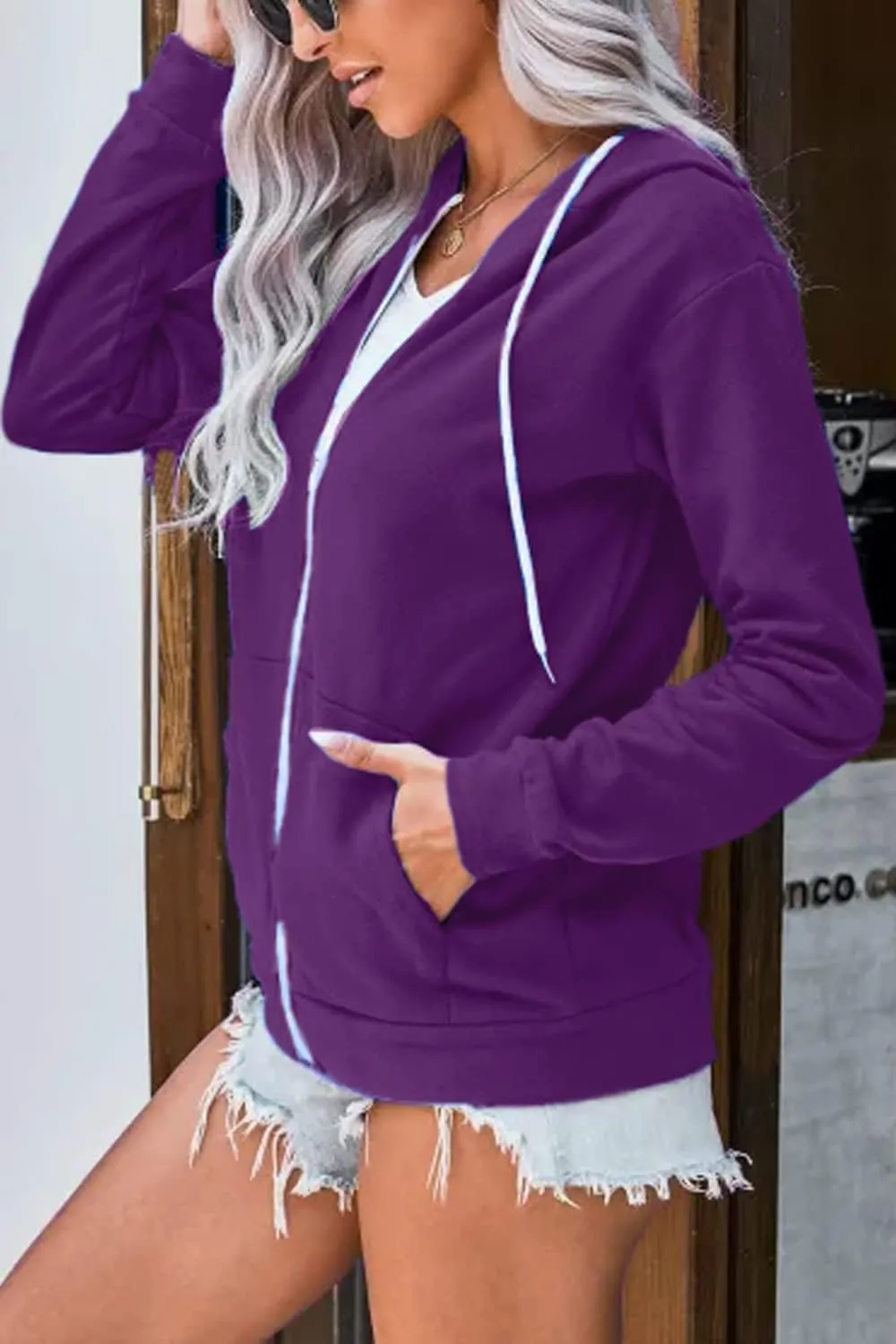 2023 Women's Casual Long Sleeve Sweatshirts Zip Up Zipper Hoodies Fashion Hooded Jackets with Pockets