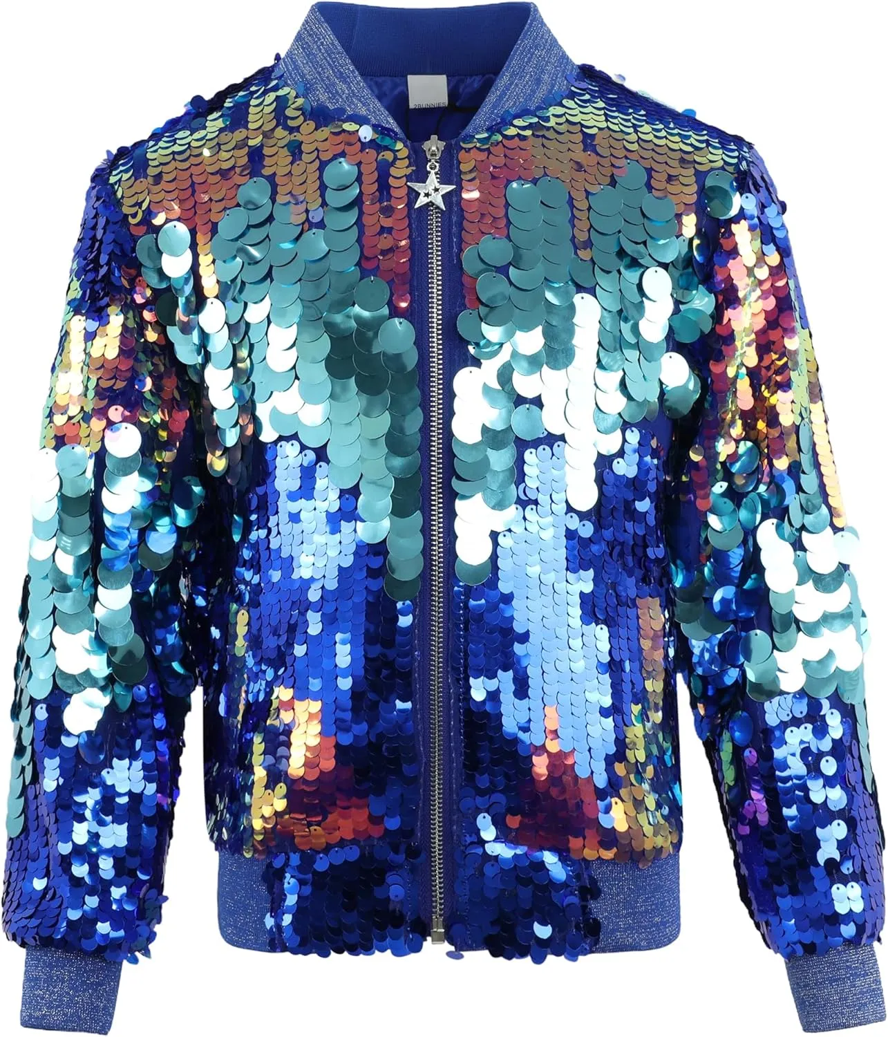 2Bunnies Girl Ombre Pastel Gradient Shimmer Sparkle Colorful Sequin Bomber Jacket
