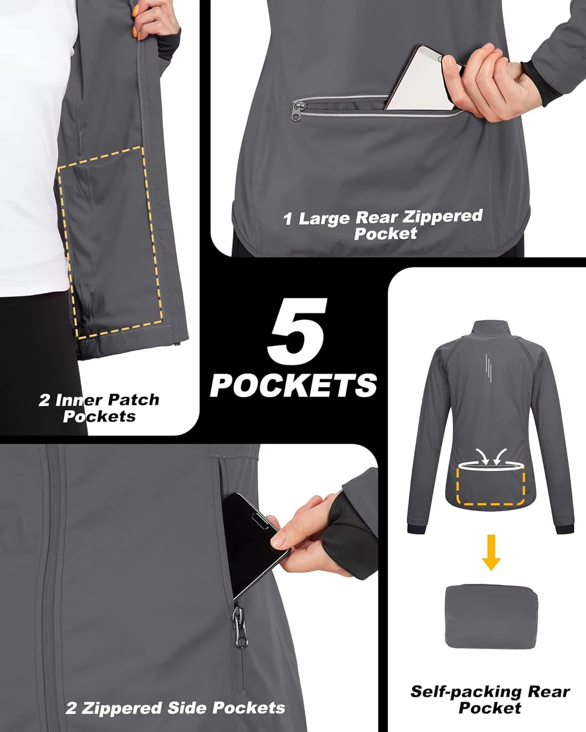33,000ft Women's Zip Up Lightweight Athletic Workout Yoga Cycling Track Running Jacket Waterproof Windproof Reflective