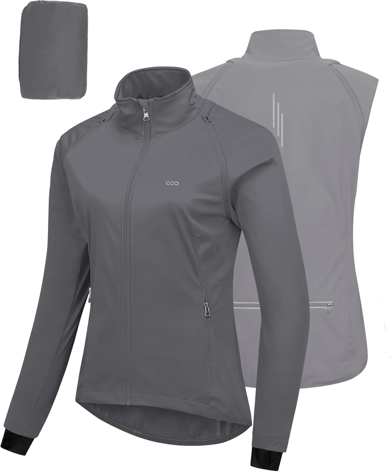 33,000ft Women's Zip Up Lightweight Athletic Workout Yoga Cycling Track Running Jacket Waterproof Windproof Reflective