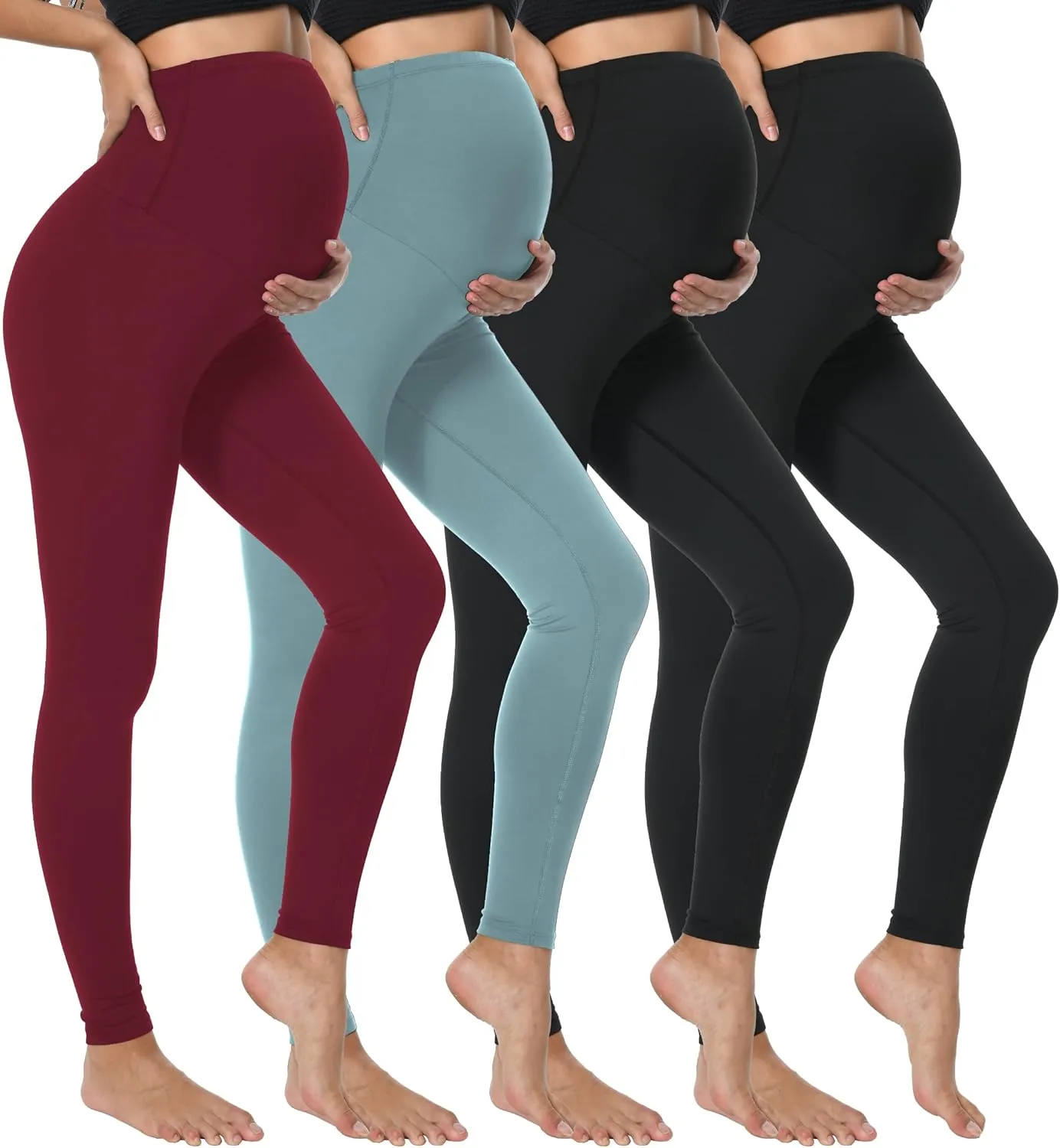 3/4 Pack Women's Maternity Leggings Over The Belly High Waisted Yoga Workout Pregnancy Pants Activewear for Women