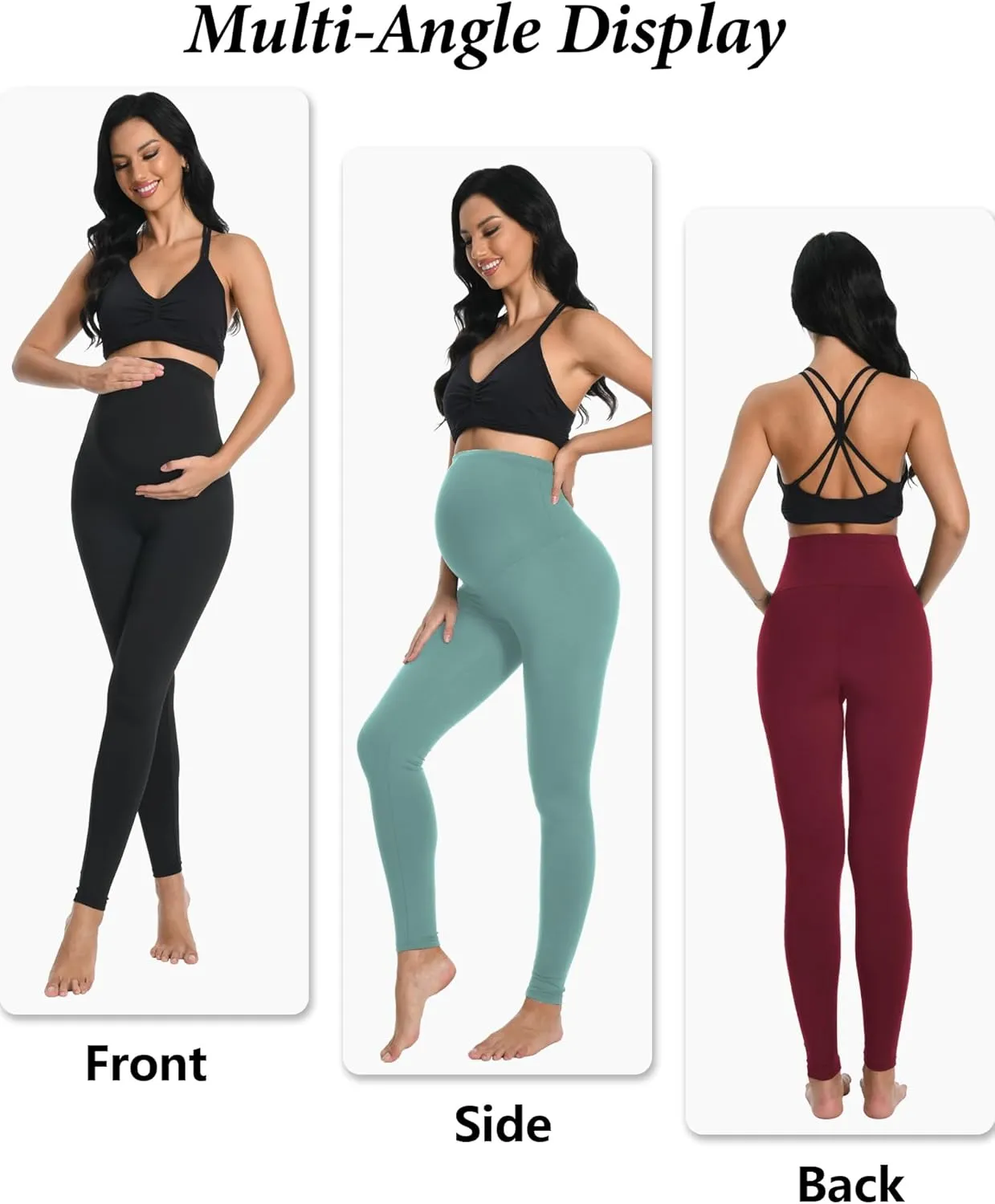 3/4 Pack Women's Maternity Leggings Over The Belly High Waisted Yoga Workout Pregnancy Pants Activewear for Women