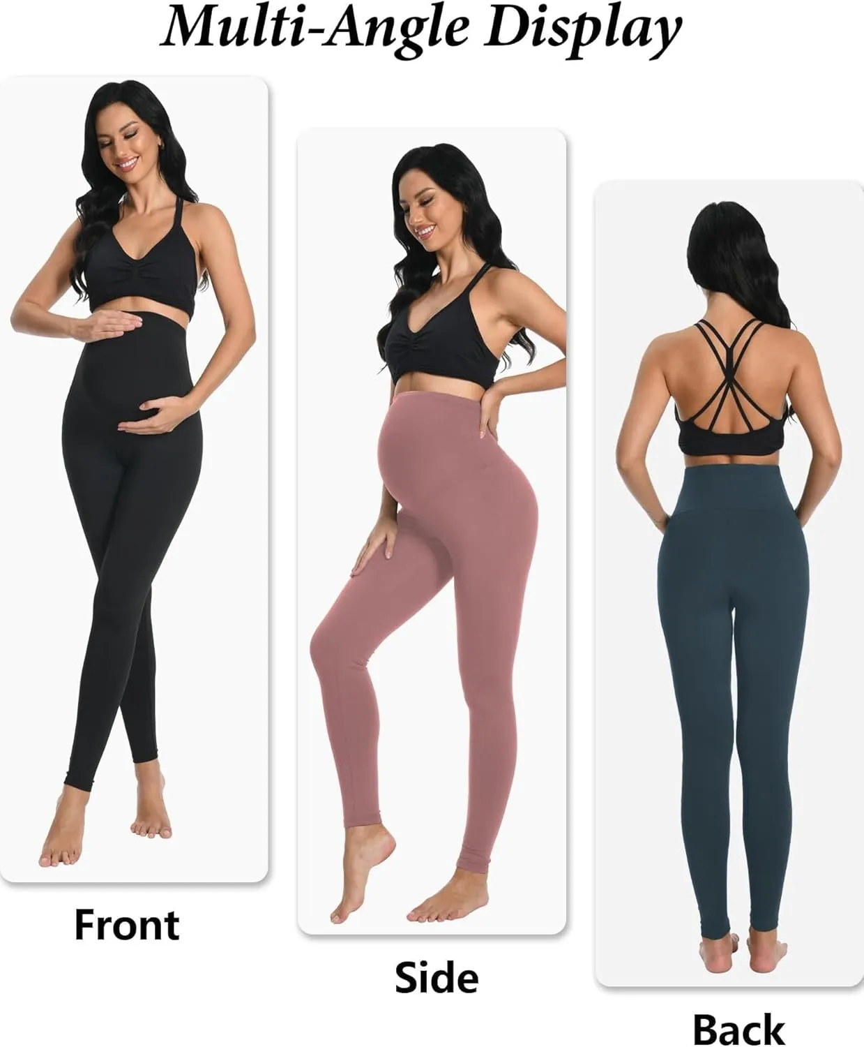 3/4 Pack Women's Maternity Leggings Over The Belly High Waisted Yoga Workout Pregnancy Pants Activewear for Women