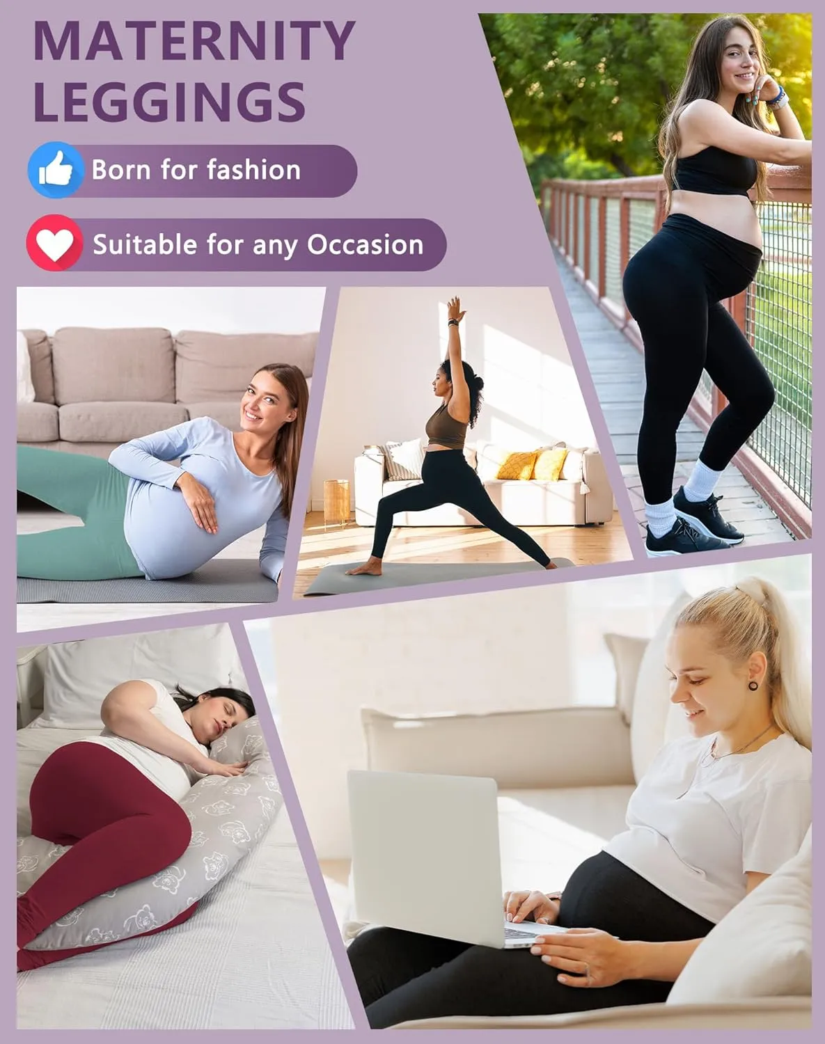 3/4 Pack Women's Maternity Leggings Over The Belly High Waisted Yoga Workout Pregnancy Pants Activewear for Women