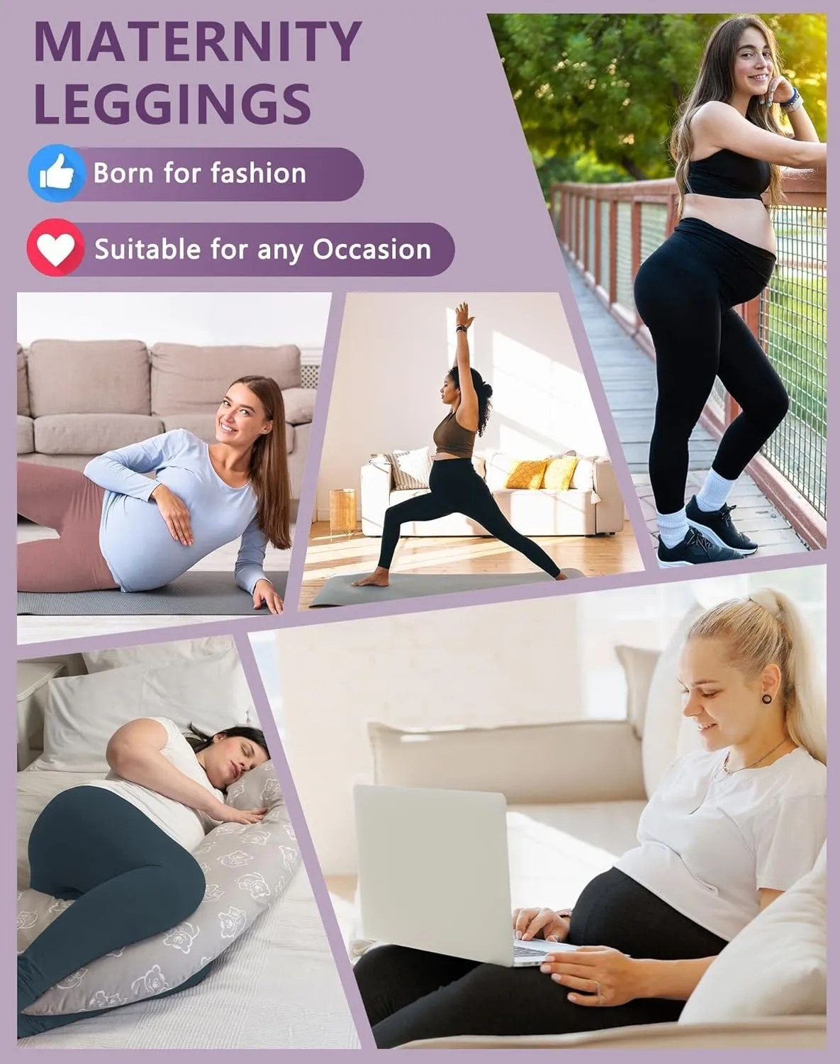 3/4 Pack Women's Maternity Leggings Over The Belly High Waisted Yoga Workout Pregnancy Pants Activewear for Women