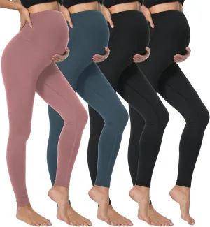 3/4 Pack Women's Maternity Leggings Over The Belly High Waisted Yoga Workout Pregnancy Pants Activewear for Women