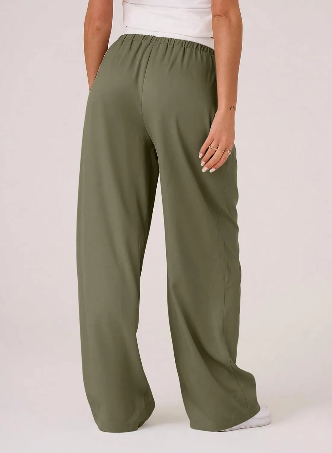 Acelitt Womens Winter Pants 2024 Wide Leg Drawstring Elastic Waist Casual Loose Comfy Trousers with Pockets