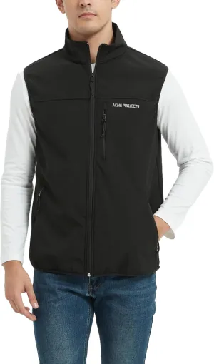 Acme Projects Men's Lightweight Classic Softshell Vest Windproof Sleeveless Jacket Travel Hiking Running Golf