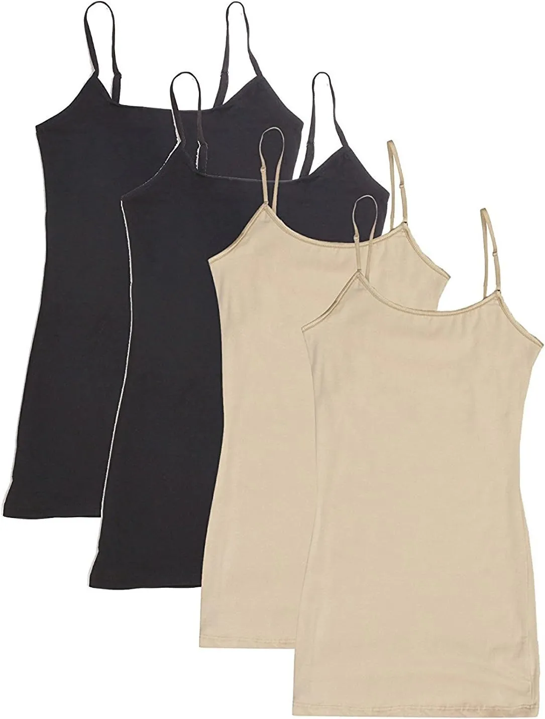 Active Basics Women's Camisole 8745 - 4 PACK: (2)BLACK(2)BEIGE, XXXL