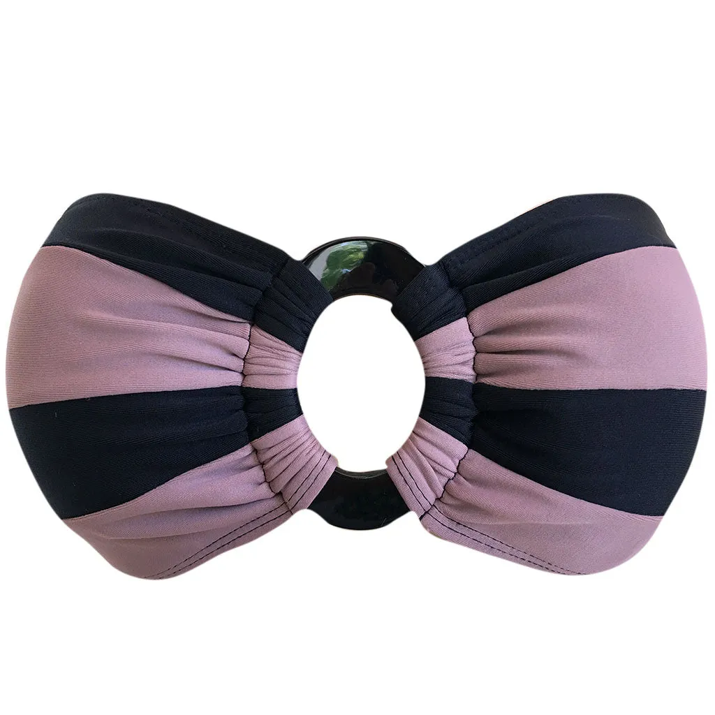 Adriana Degreas Maven Pink and Black Stripe Bandeau Bikini