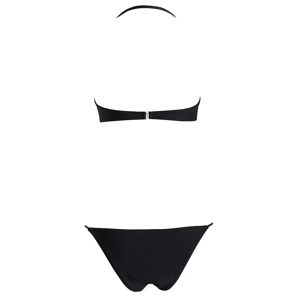 Adriana Degreas Maven Pink and Black Stripe Bandeau Bikini