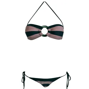 Adriana Degreas Maven Pink and Black Stripe Bandeau Bikini