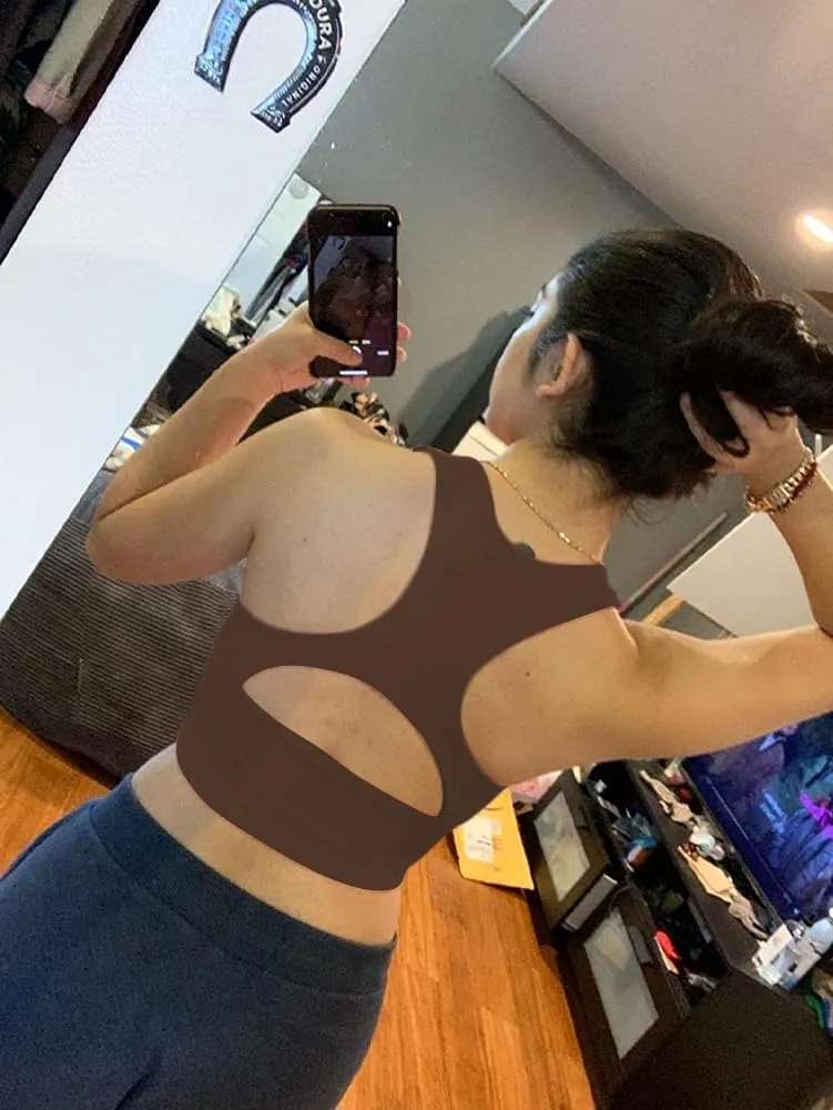 AEPEBO Sexy Crop Tops for Women Deep V Neck Back Cutout Sleeveless Plunge Racerback Tank Cropped Top