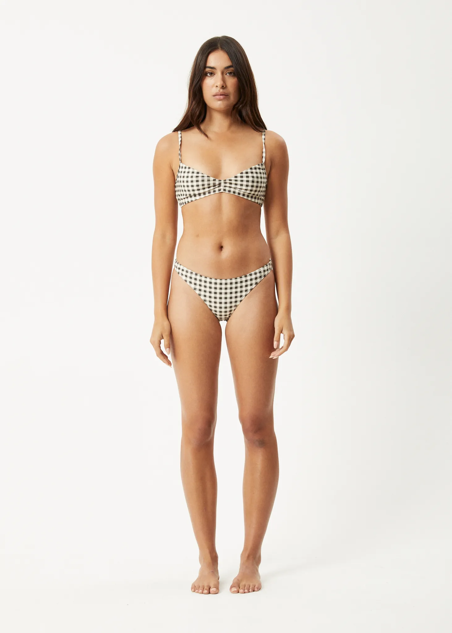 AFENDS Womens Gambet - Check Bikini Bottom - Black / Sand