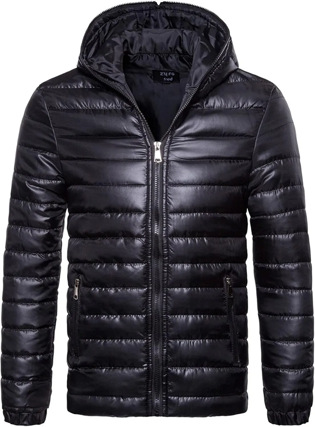 aihihe Men's Winter Warm Down Jacket Zipper Packable Puffer Lightweight Outwear Windproof Down Coat with Hood