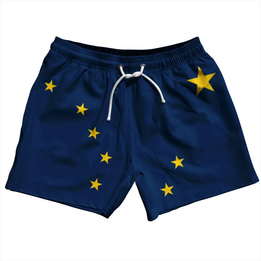 Alaska US State Flag 5" Swim Shorts Made in USA