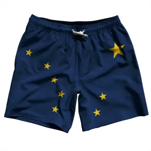 Alaska US State Flag Swim Shorts 7" Made in USA