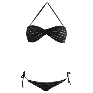 Alga Marinha Beatrix Black and Tan Striped Bandeau Bikini