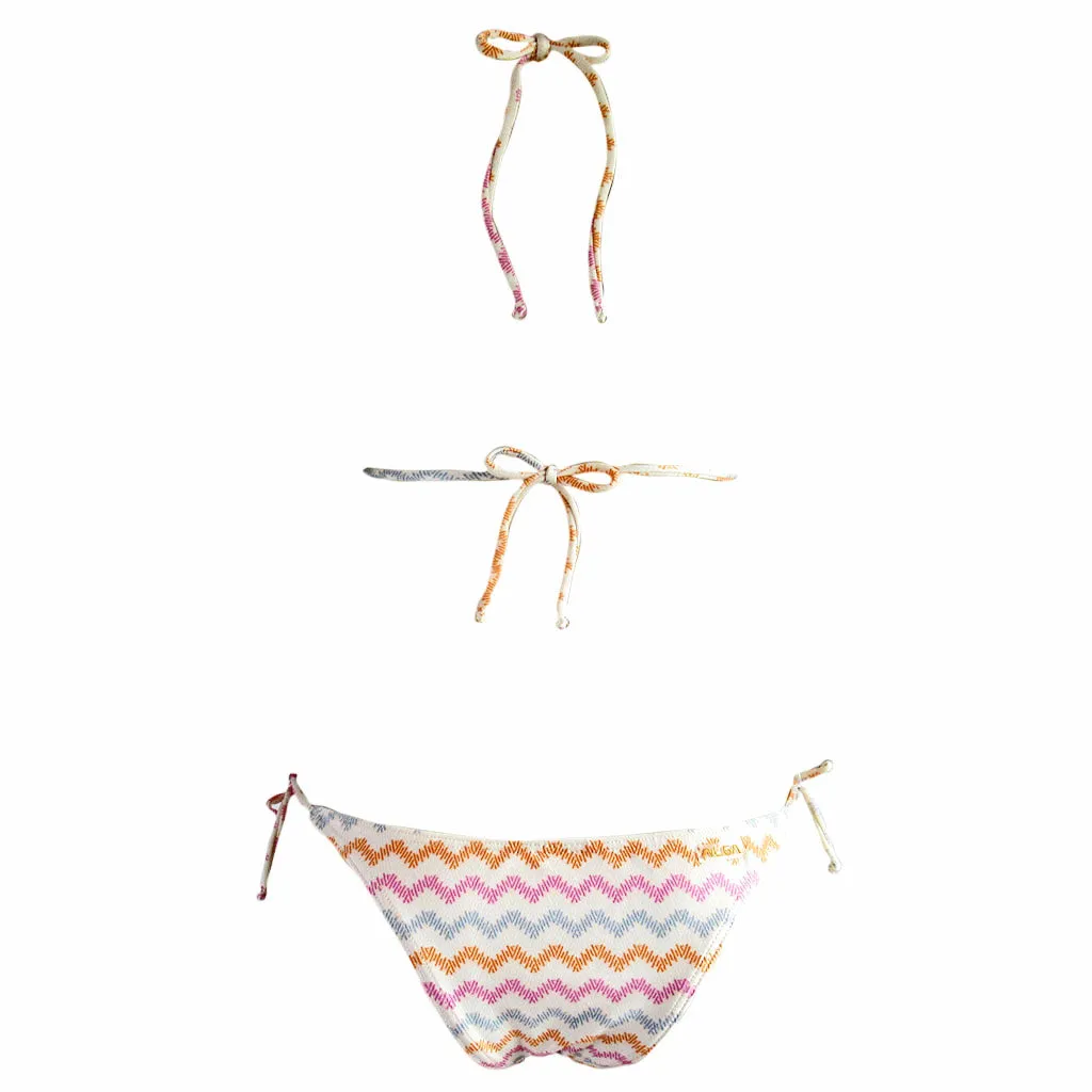 Alga Marinha Deco Zig Zag Stripes Triangle String Bikini