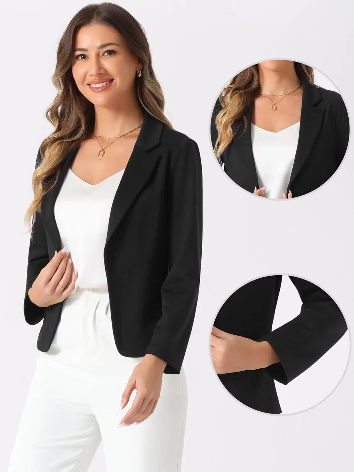 Allegra K Business Blazer for Women's Work Office Open Front Casual Dressy Suit Jackets