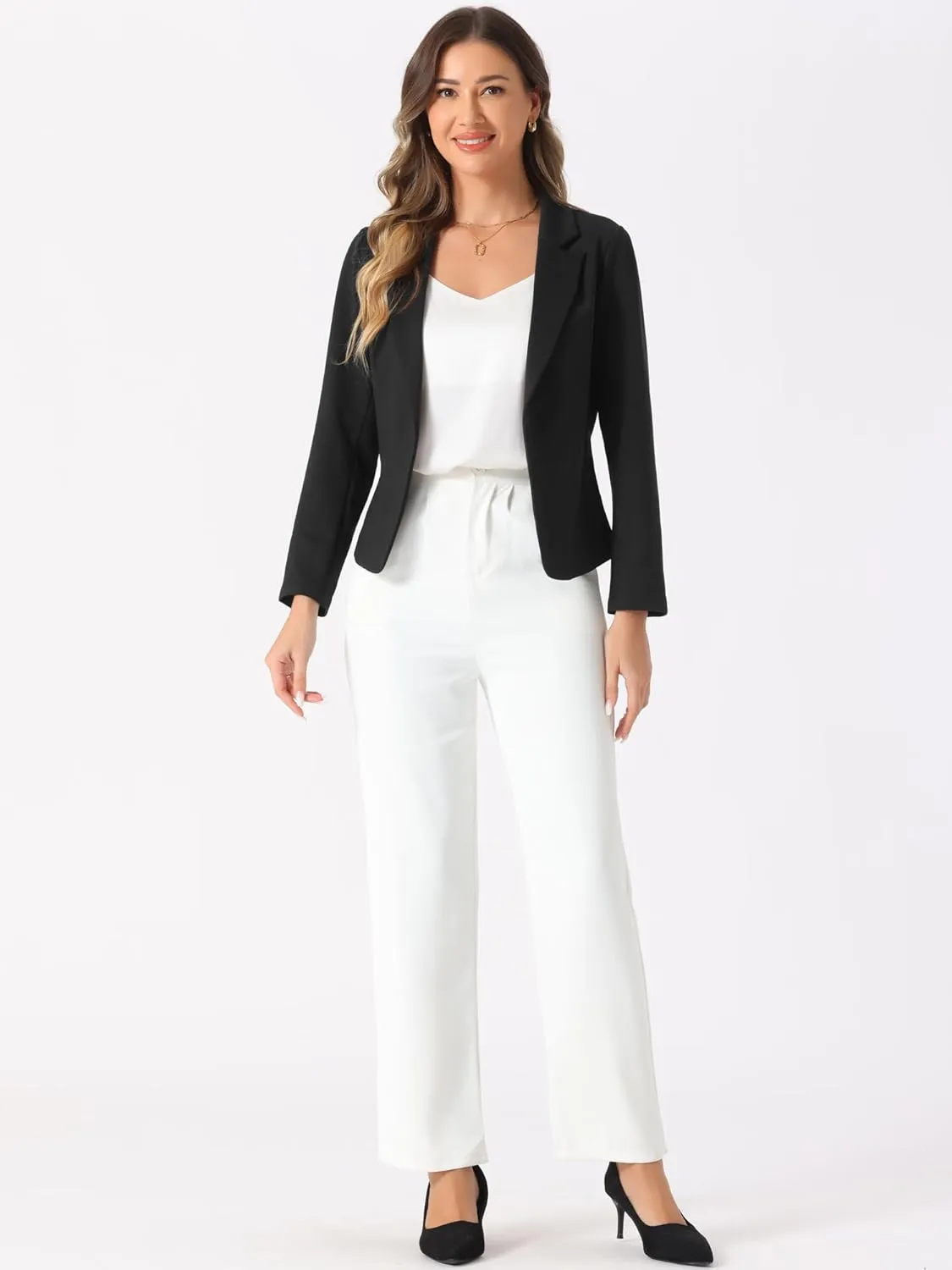Allegra K Business Blazer for Women's Work Office Open Front Casual Dressy Suit Jackets