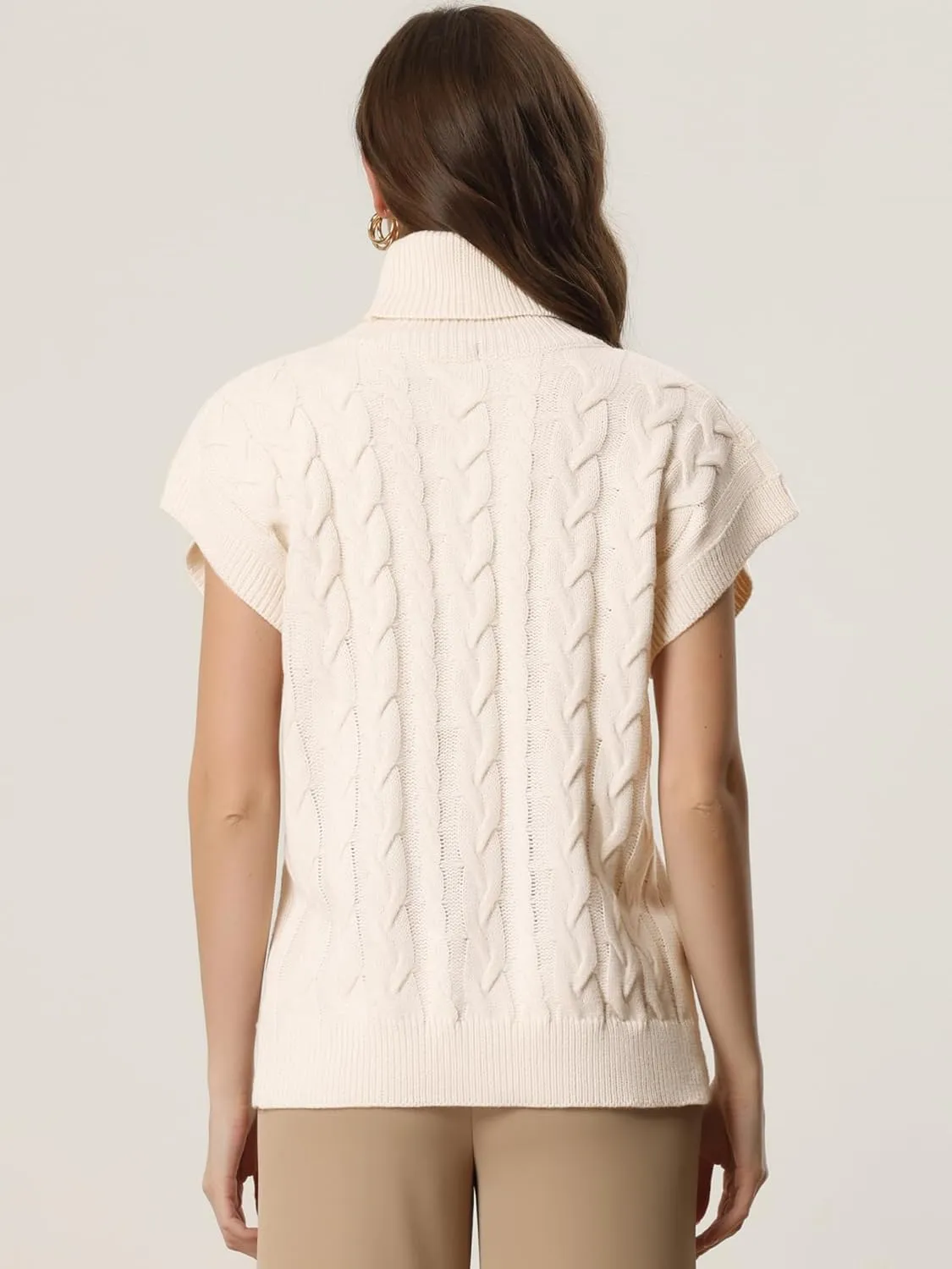 Allegra K Women's Casual Turtleneck Sweaters Mock Neck Twist Sleeveless Vests Knit Pullover Sweater Vest