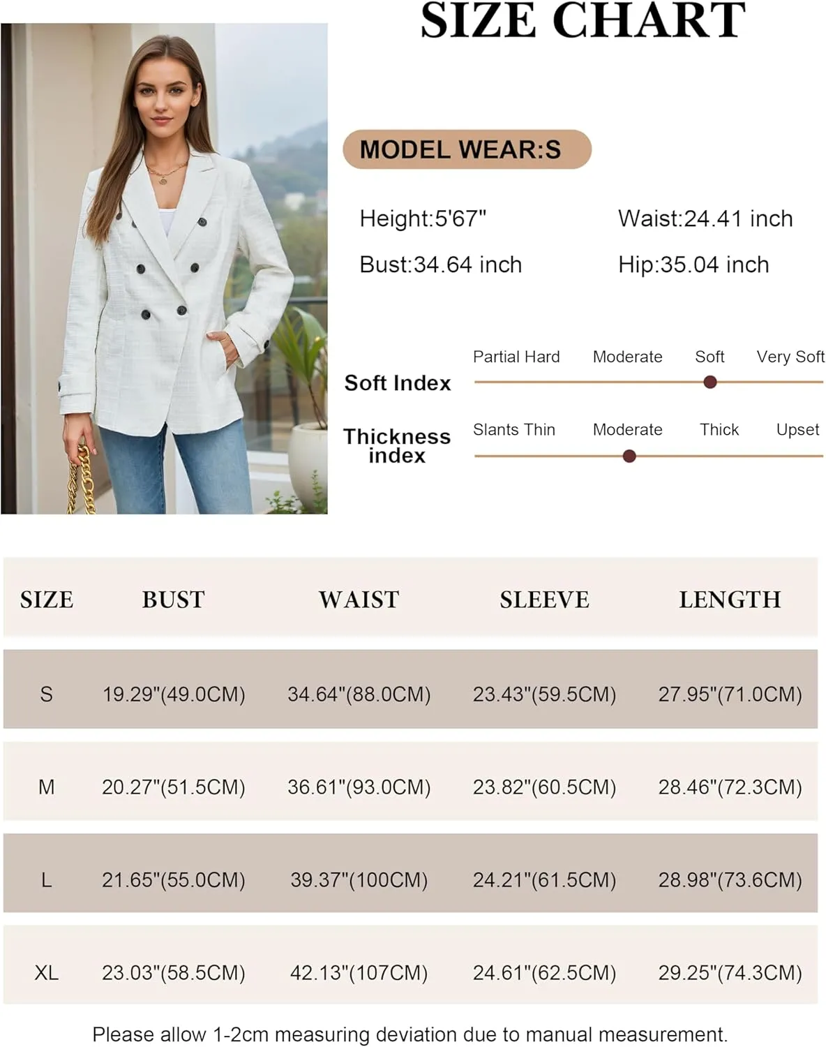 Angashion Womens Tweed Blazer Jackets: Fashion Casual Open Front Elegant Houndstooth Plaid Jacket Coat with Pockets