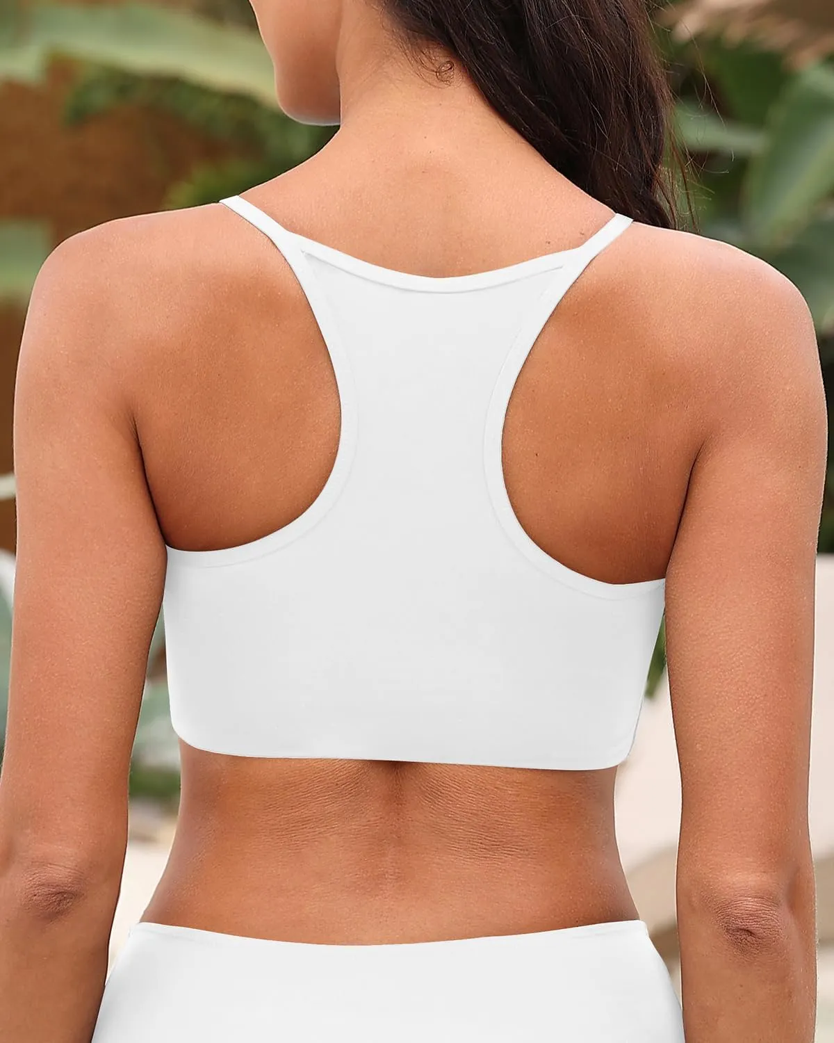 Aqua Eve Women's Sport Bra Bikini Tops Racerback Swimsuit High Neck Bathing Suit Crop Swim Tops Only No Bottom