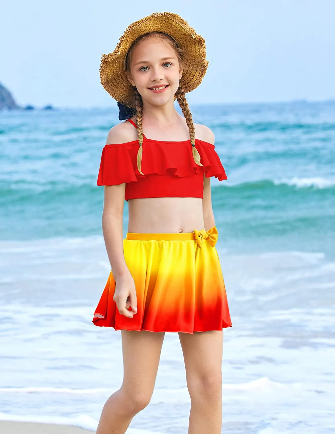 Arshiner Girls 3 Pieces Swimsuit Floral Bikini Bathing Suit