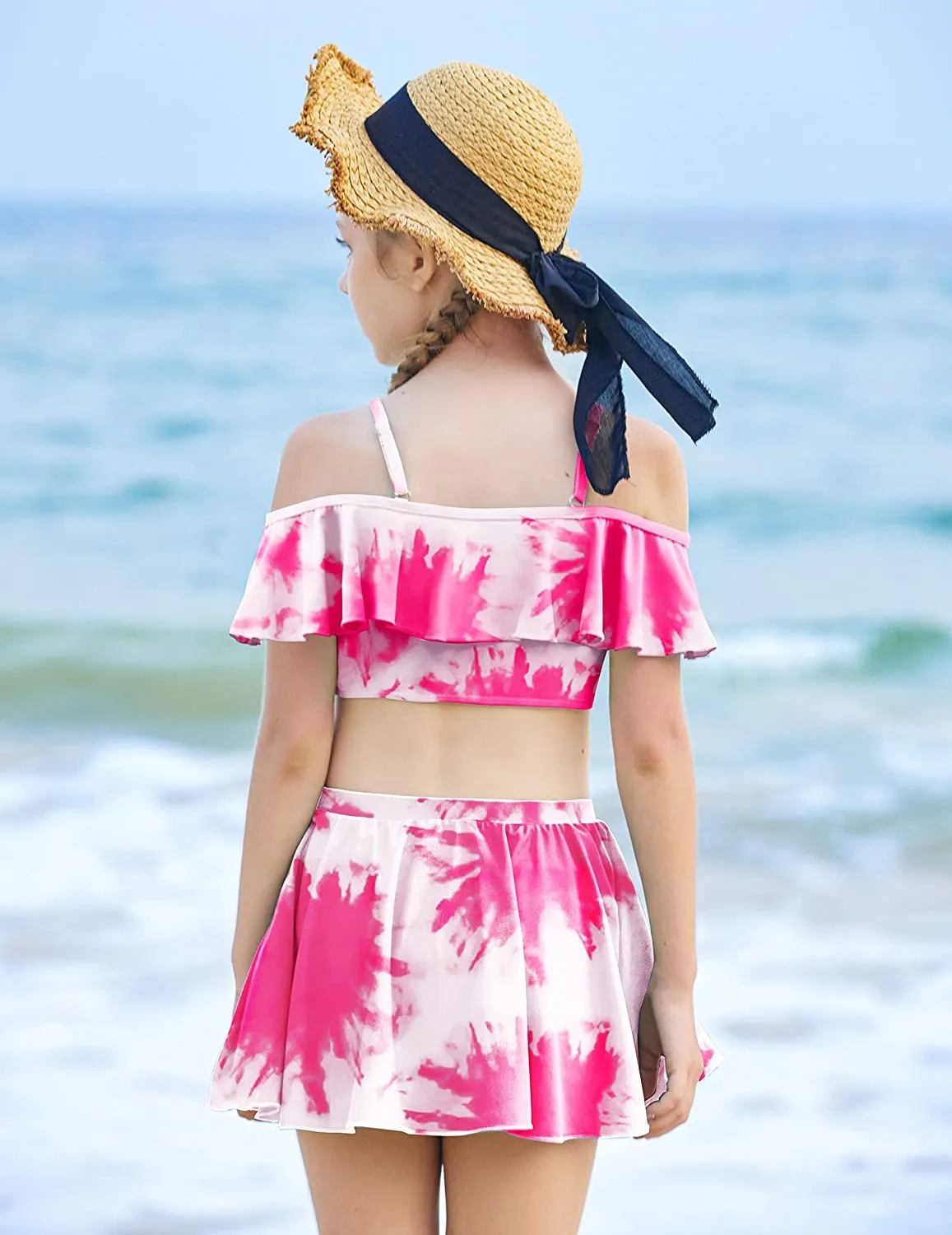 Arshiner Girls 3 Pieces Swimsuit Floral Bikini Bathing Suit