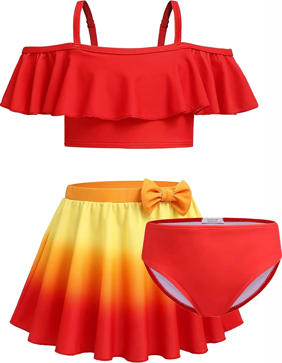 Arshiner Girls 3 Pieces Swimsuit Floral Bikini Bathing Suit