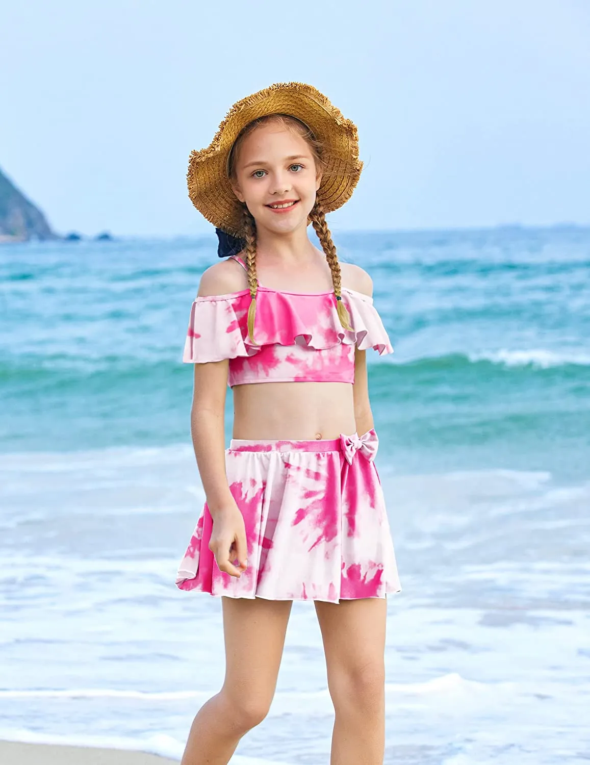 Arshiner Girls 3 Pieces Swimsuit Floral Bikini Bathing Suit