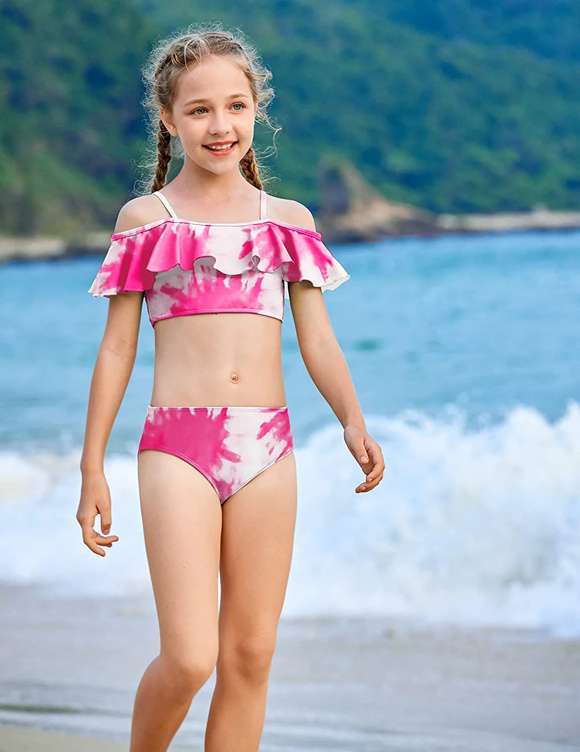 Arshiner Girls 3 Pieces Swimsuit Floral Bikini Bathing Suit