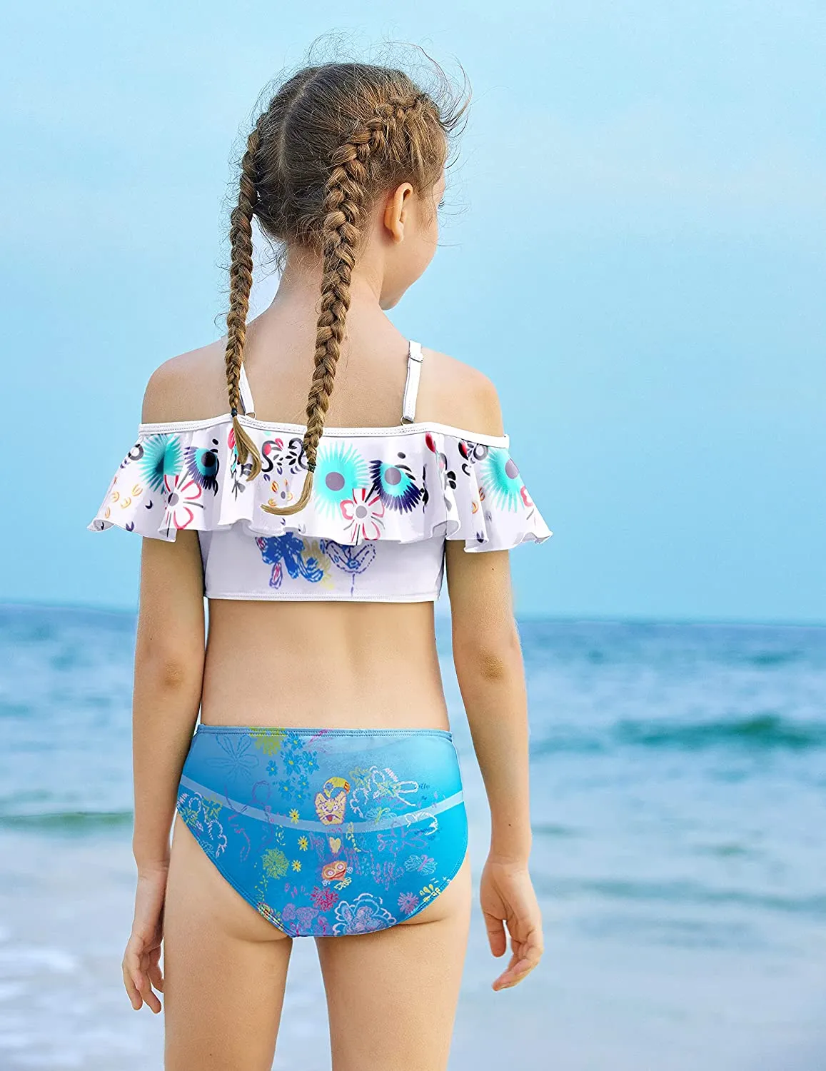 Arshiner Girls 3 Pieces Swimsuit Floral Bikini Bathing Suit