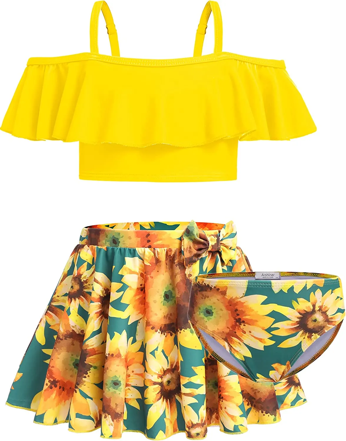 Arshiner Girls 3 Pieces Swimsuit Floral Bikini Bathing Suit