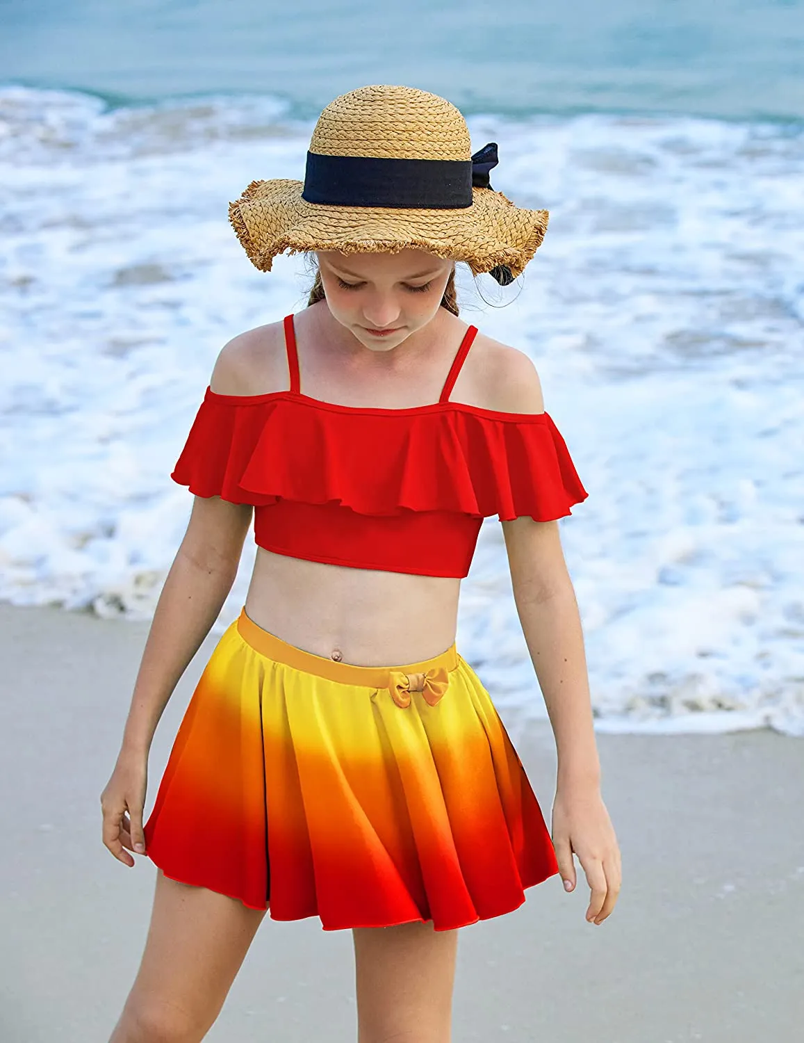 Arshiner Girls 3 Pieces Swimsuit Floral Bikini Bathing Suit