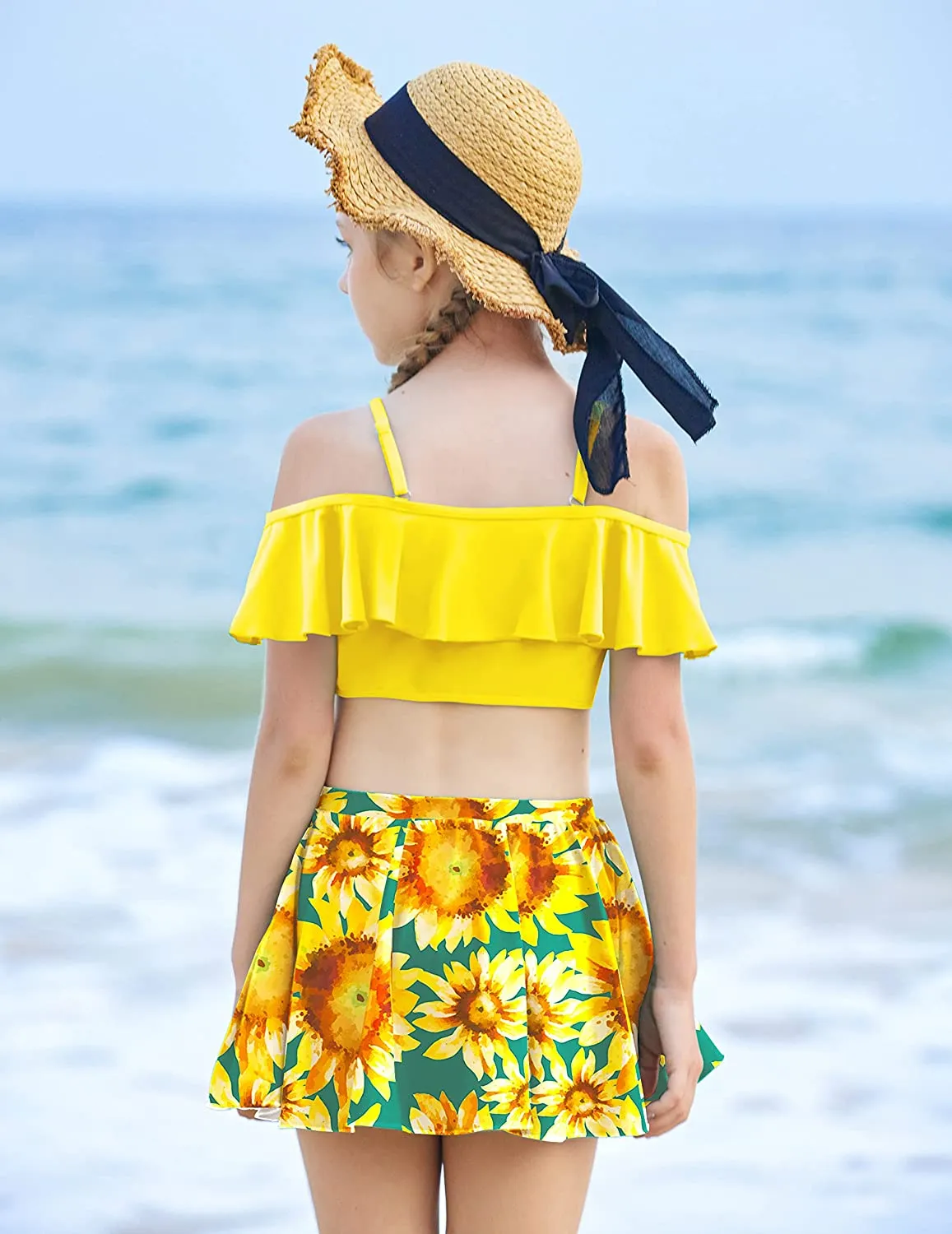 Arshiner Girls 3 Pieces Swimsuit Floral Bikini Bathing Suit