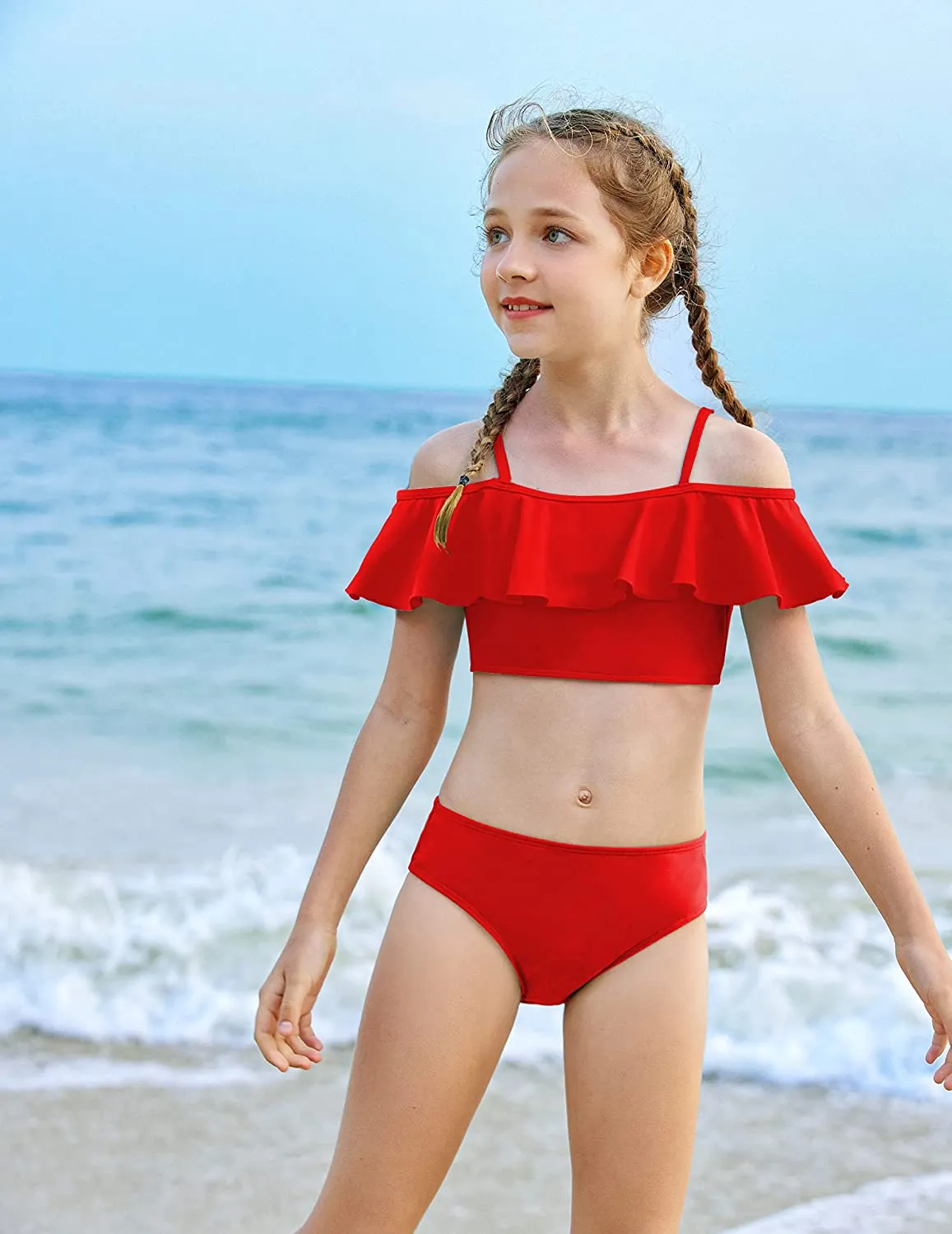 Arshiner Girls 3 Pieces Swimsuit Floral Bikini Bathing Suit