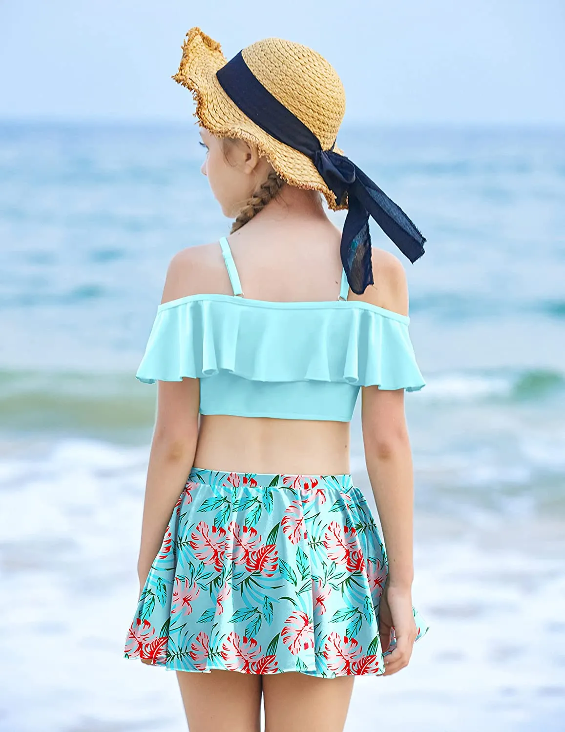 Arshiner Girls 3 Pieces Swimsuit Floral Bikini Bathing Suit