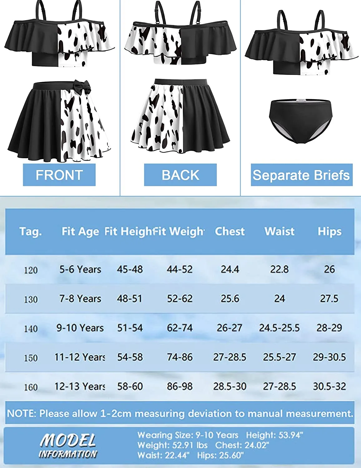 Arshiner Girls 3 Pieces Swimsuit Floral Bikini Bathing Suit