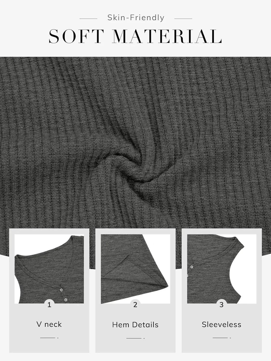 ATHMILE Womens Tank Tops Summer V Neck Sleeveless Ribbed Button Casual Henley Basic Shirts