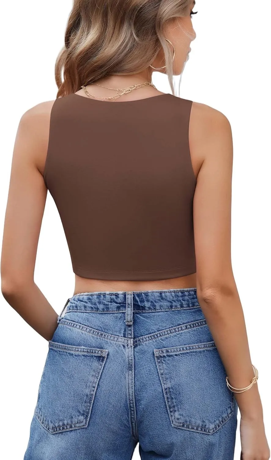 Avidlove Tank Top for Women Sleeveless Double Lined Crop Tops High Neck Racerback Camisole Summer Casual Slim Clothes