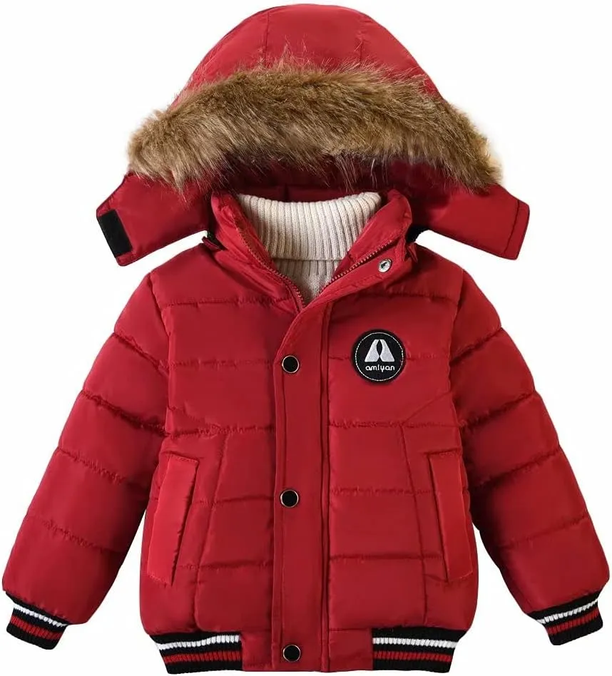 Baby Boys Girls Winter Thick Hooded Down Jacket Warm Snow Jackets Toddler Outdoor Coat 1-6 Years