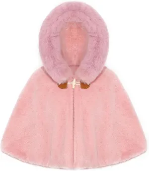 Baby Kids Girls Winter Warm Thicken Hooded Cape Faux Fur Fleece Cloak Coat Outwear Shawl