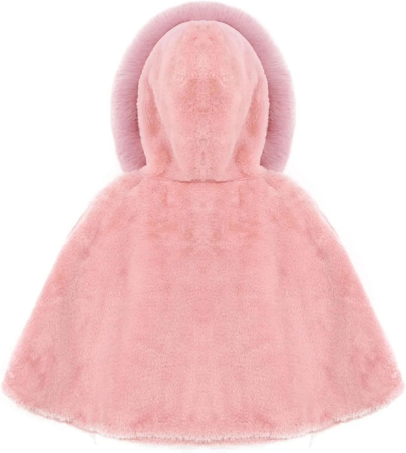 Baby Kids Girls Winter Warm Thicken Hooded Cape Faux Fur Fleece Cloak Coat Outwear Shawl
