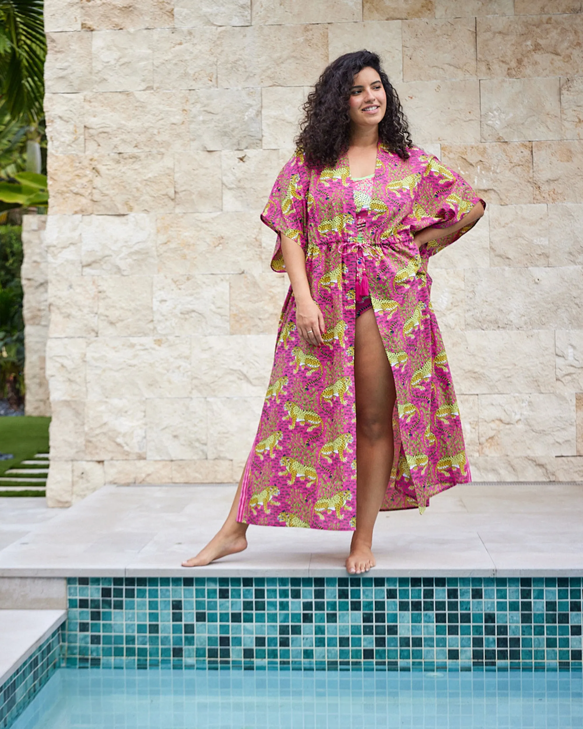 Bagheera - Daylight Open Front Cover-Up - Hot Pink