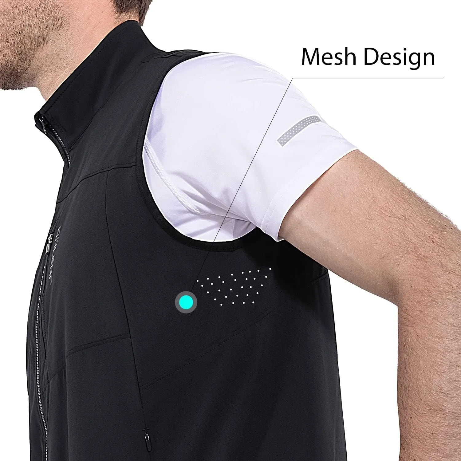 baleaf Men's Golf Vest Lightweight Sleeveless Running Stretch Breathable Running 5 Zip Pockets Windproof Hiking Outwear