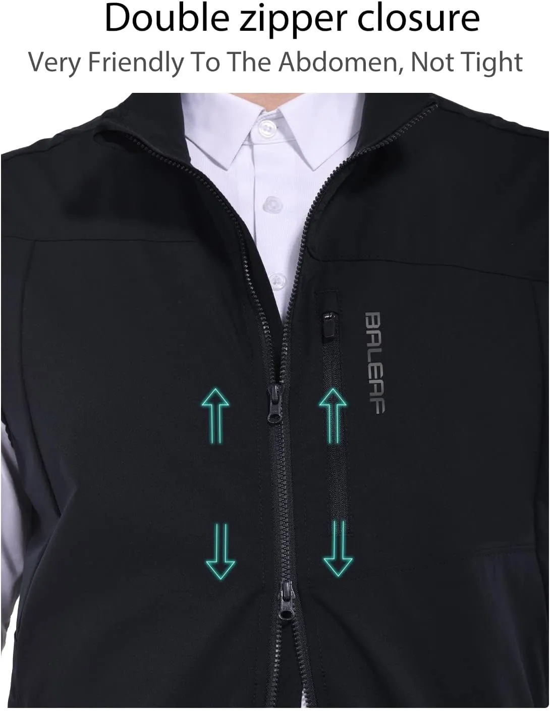 baleaf Men's Golf Vest Lightweight Sleeveless Running Stretch Breathable Running 5 Zip Pockets Windproof Hiking Outwear