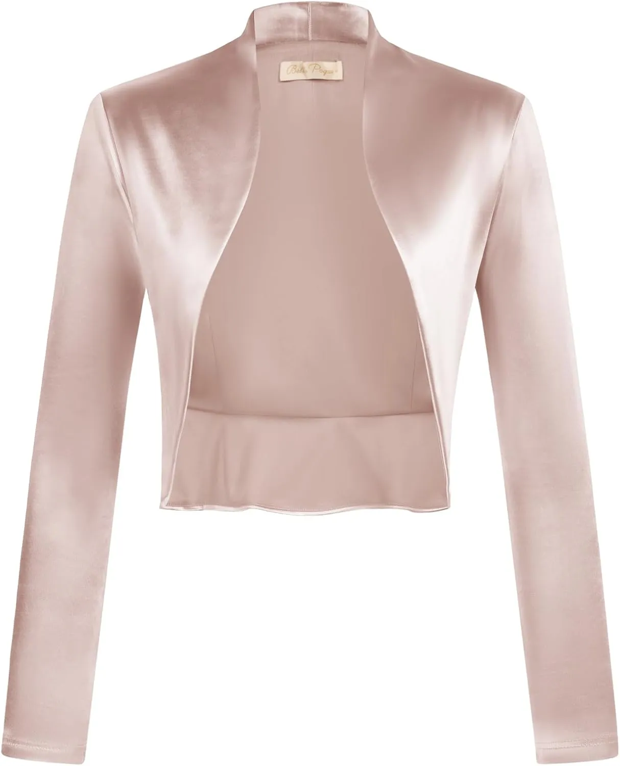 Belle Poque Women's Vintage Cropped Shrug Open Front Long Sleeve Ruffled Bolero Cardigan for Dress S-2XL
