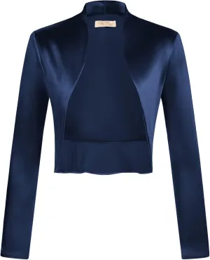 Belle Poque Women's Vintage Cropped Shrug Open Front Long Sleeve Ruffled Bolero Cardigan for Dress S-2XL